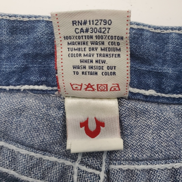 True Religion Joey Big T Flares Back Pocket Flaps Wide Leg Jeans Bell Bottoms - Picture 8 of 8